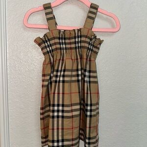 Burberry baby Girl Beige and Black Checkered Dress with Bloomer
